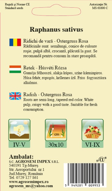 Ridichi de vară - Ostergruss Rosa