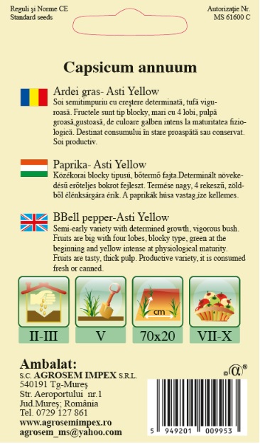 Ardei gras - Asti Yellow