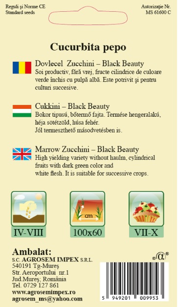 Dovlecel Zucchini - Black Beauty