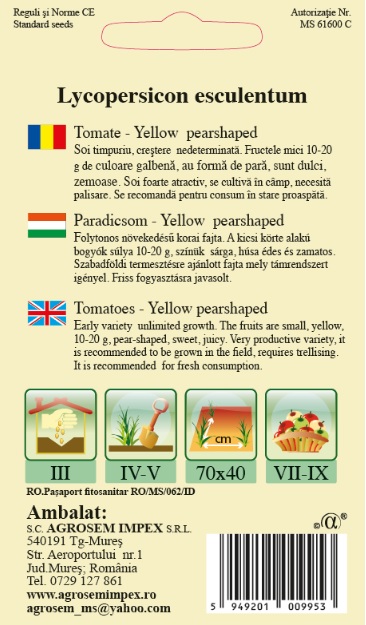 Tomate - Yellow pearshaped