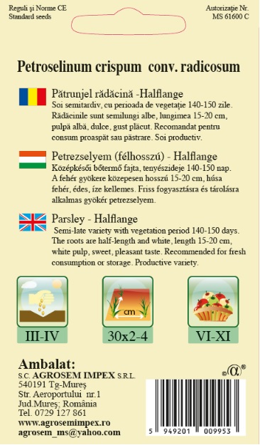 Pătrunjel rădăcină-Halflange