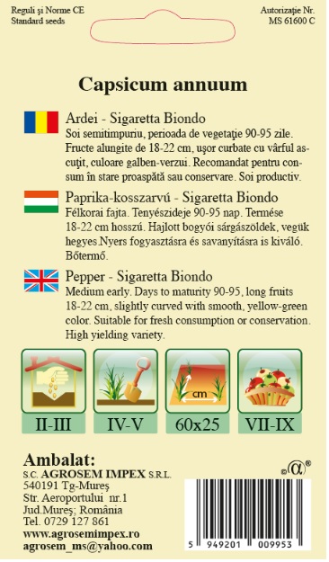 Ardei bulgăresc - Sigaretta Biondo