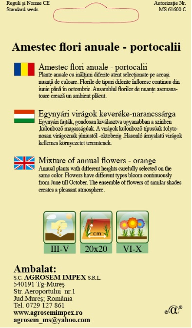 Amestec de Flori Anuale Portocalii